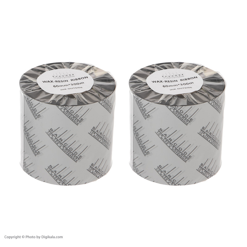 ریبون پرینتر لیبل زن بارکد مدل Wax-Resin 60 mm x 300 m بسته 2 عددی