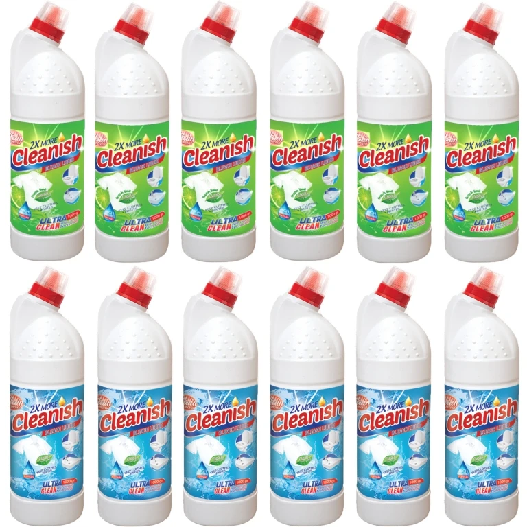 مایع سفید کننده و تمیز کننده سطوح کلینیش مدل Regular-Lime وزن 1000 گرم بسته 12عددی