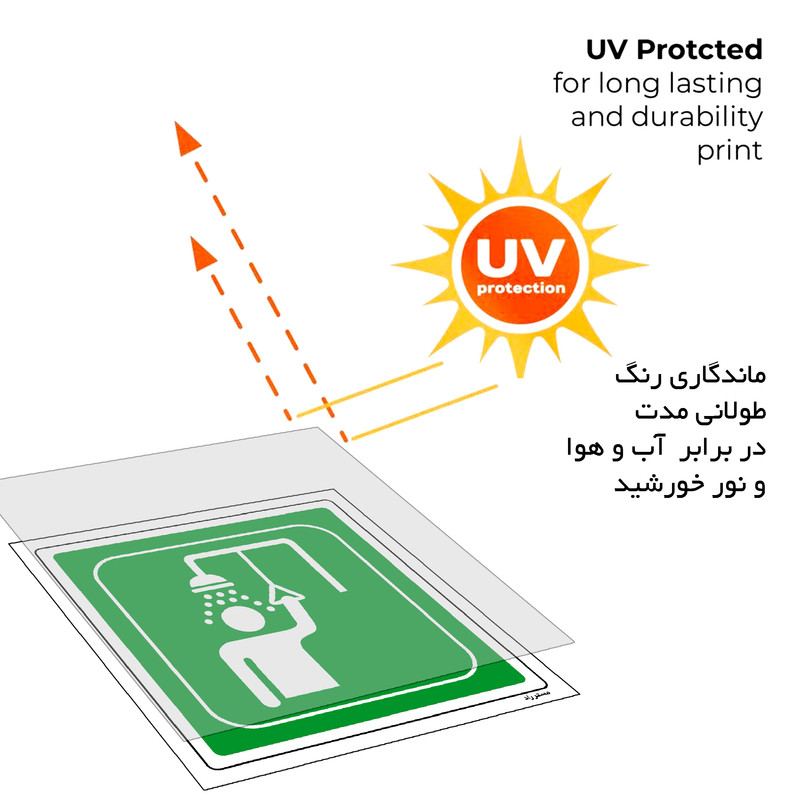 برچسب ایمنی مستر راد طرح دوش اضطراری مدل HSE-OSHA-067