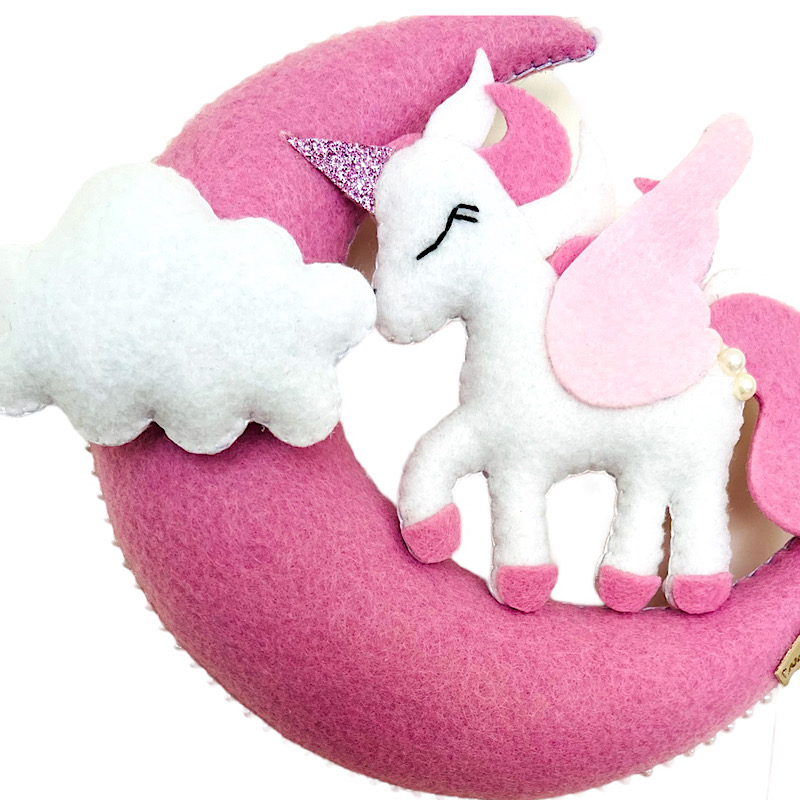 دیوار کوب اتاق کودک مدل ماه و اسب تک شاخ