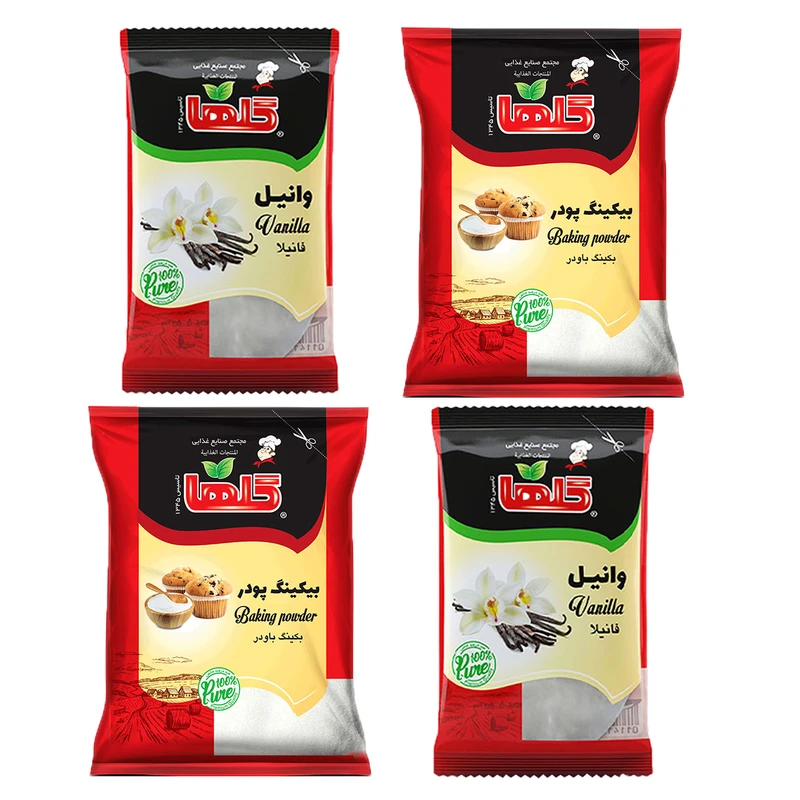 وانیل -3 گرم و بیکینگ پودر گلها  -80 گرم مجموع 4 عددی