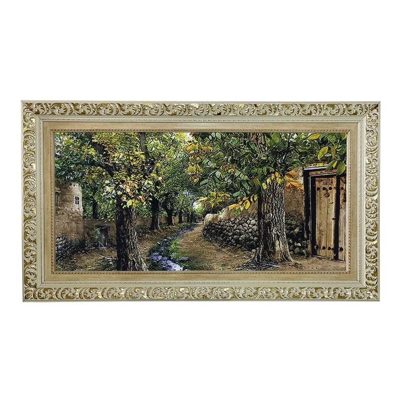تابلو فرش ماشینی طرح دستبافت مدل کوچه باغ کد 8667