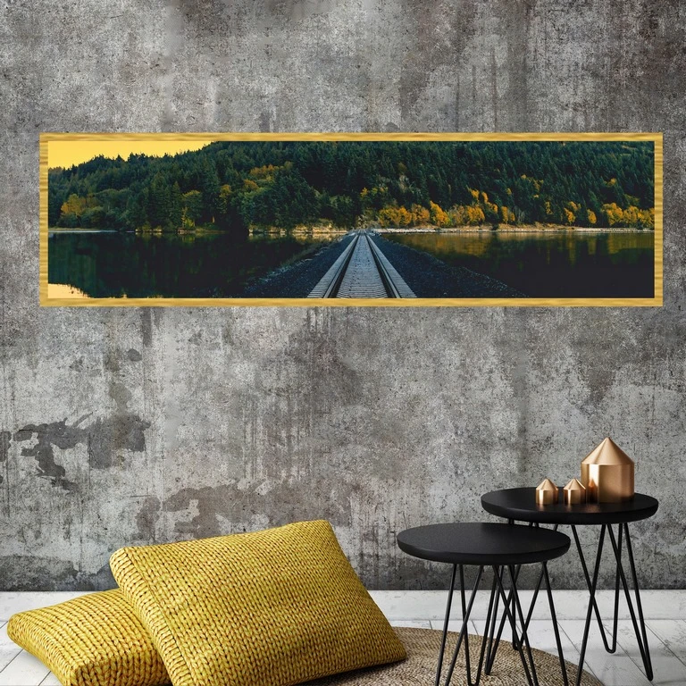 تابلو بکلیت طرح ریل قطار جنگلی مدل کشیده T-7716