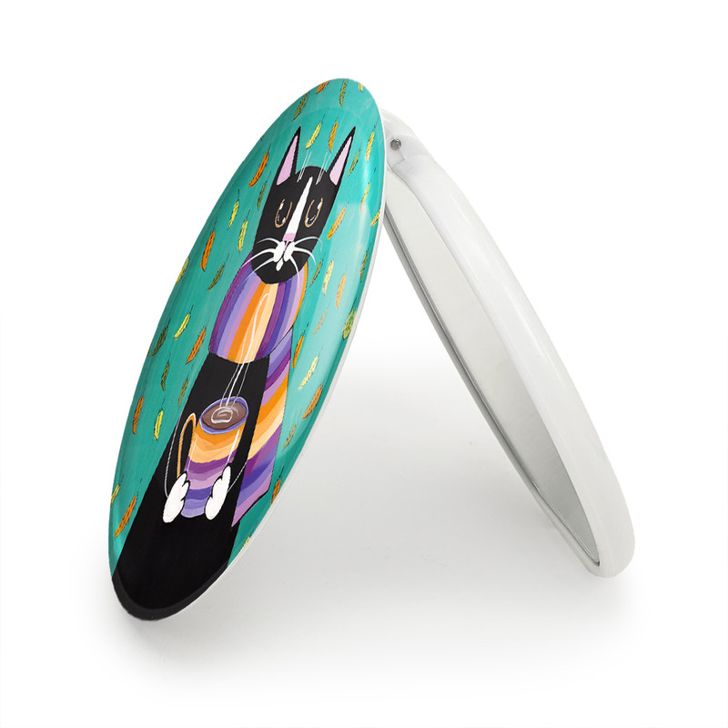 آینه جیبی خندالو طرح گربه مدل تاشو کد 5192