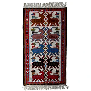 گلیم دستبافت یک و نیم متری طرح باغ وحش کد AG-403