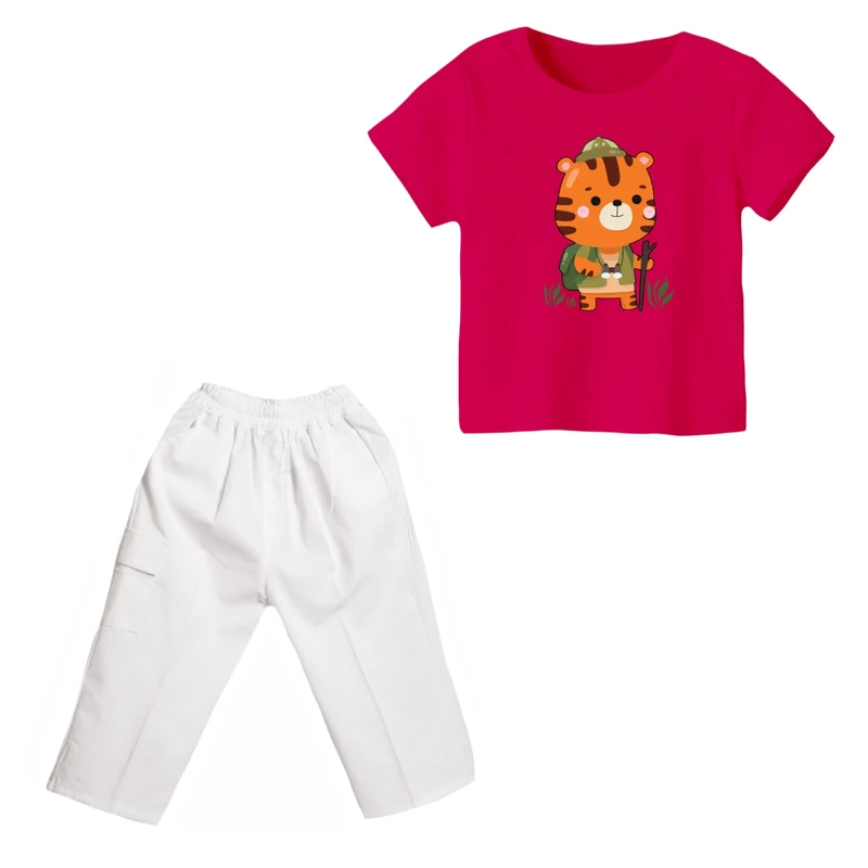 ست تی شرت و شلوارک دخترانه مدل ببر کد ۱۵