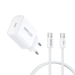 شارژر دیواری 20 وات ریمکس مدل 20W EU پورت PD به همراه کابل تبدیل USB-C
