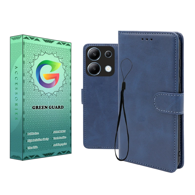 کیف کلاسوری گرین گارد طرح چرمی مدل Landing کد 03 مناسب برای گوشی موبایل شیائومی Redmi Note 13 4G به همراه بند آویز