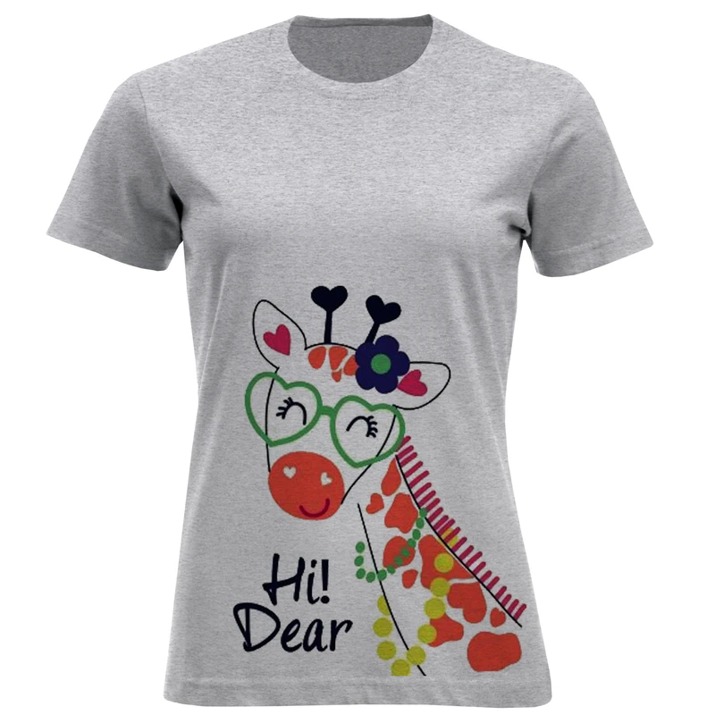 تی شرت آستین کوتاه زنانه مدل زرافه F1314