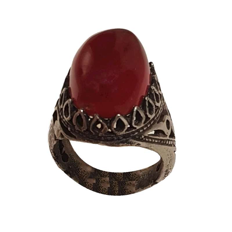 انگشتر نقره مردانه مدل عقیق یمنی