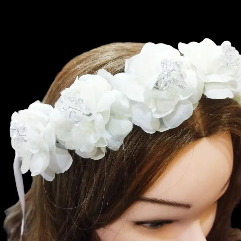 تاج مو زنانه مدل گل و کریستال کد TJGK به همراه دستبند