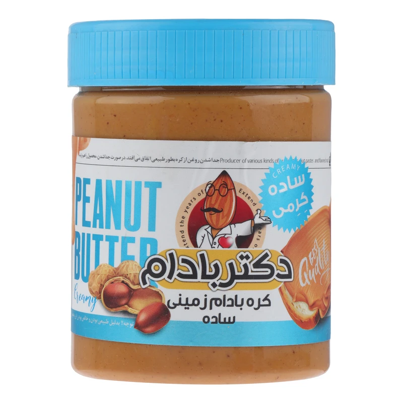 کره بادام زمینی ساده کرمی دکتر بادام - 330 گرم