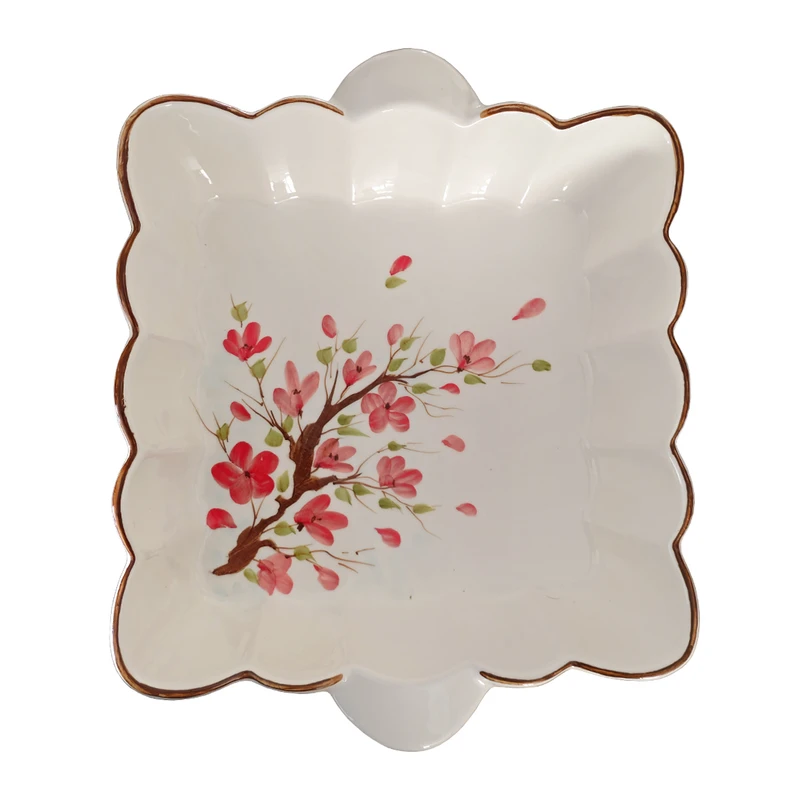 ظرف سرو و پذیرایی سرامیکی مدل 4G طرح شکوفه هلو