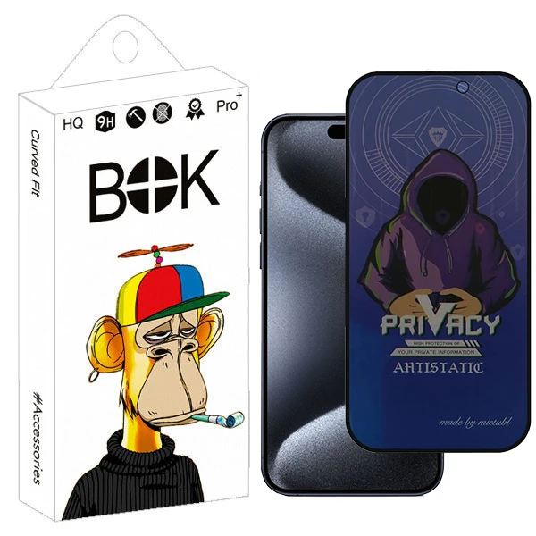 محافظ صفحه نمایش حریم شخصی بوک مدل Antistatic Cover مناسب برای گوشی موبایل اپل iphone 15 Pro Max 