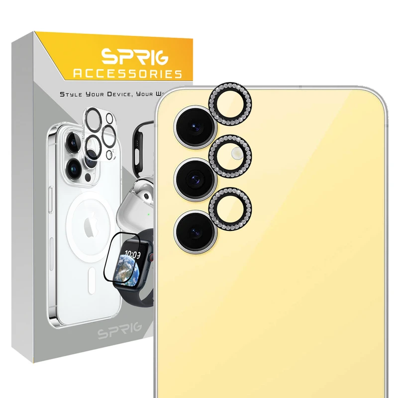 محافظ لنز دوربین اسپریگ مدل Ring Metal Diamond مناسب برای گوشی موبایل سامسونگ Galaxy S24 Fe