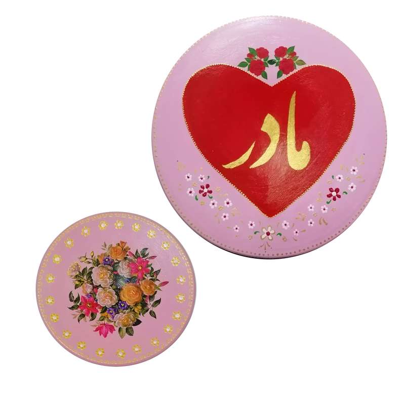 بشقاب دیوارکوب سفالی طرح مادر کد 87 مجموعه دو عددی