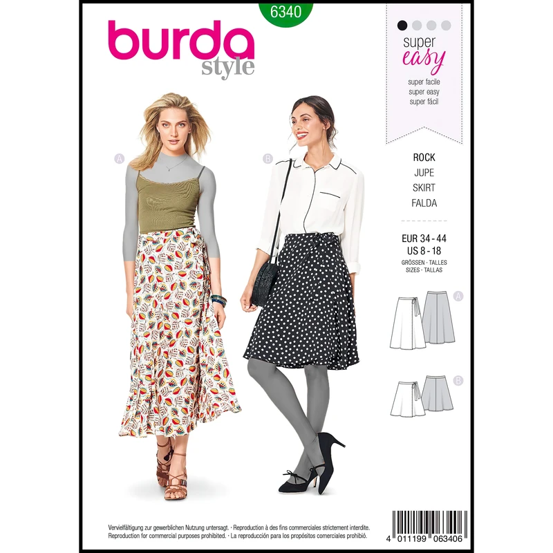 الگوی دامن زنانه بوردا استایل کد 6340 سایز 34 تا 44 متد مولر