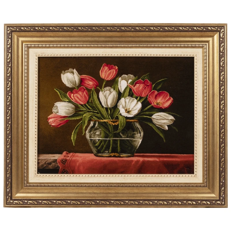 تابلو فرش دستباف سی پرشیا طرح گل در تنگ بلوری کد 904004