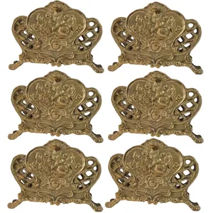 جای دستمال کاغذی برنزی مدل Sjdk93 طرح گل رز بسته 6 عددی
