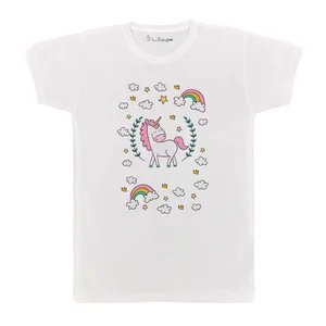 تی شرت بچگانه پرمانه طرح Unicorn کد pmt.3107