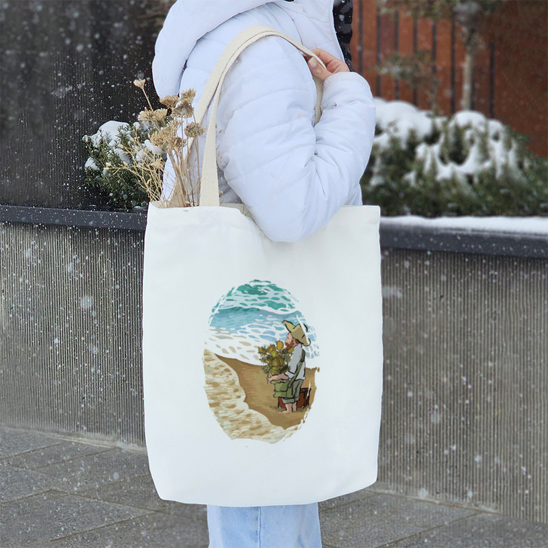 ساک خرید پارچه ای خندالو طرح ونسان ونگوگ مدل توت بگ کد 7395