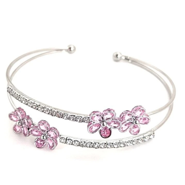 دستبند النگویی زنانه مدل جواهری طرح گل کد 11