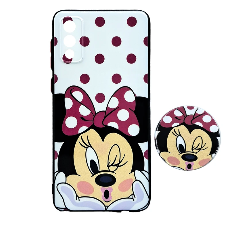 کاور مدل MINIKHALKHALI مناسب برای گوشی موبایل سامسونگ Galaxy A02 / M02 به همراه پاپ سوکت