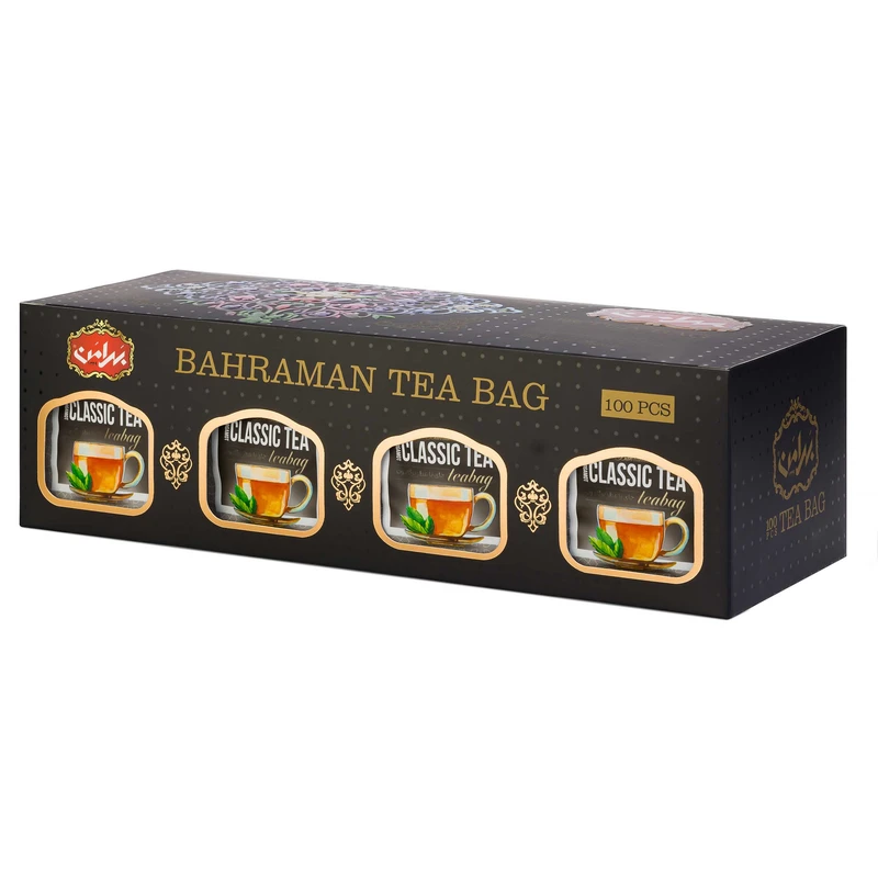 چای کیسه ای سیاه برگاموت بهرامن بسته 100 عددی