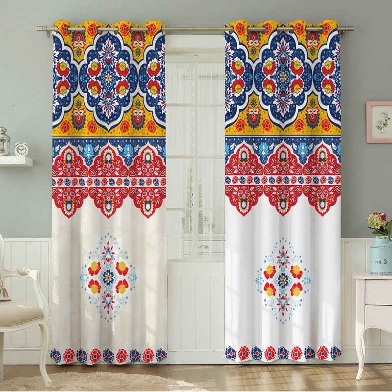 پرده نیروانا طرح سنتی مدل مخمل کد4481 سایز 140×280 سانتی متر