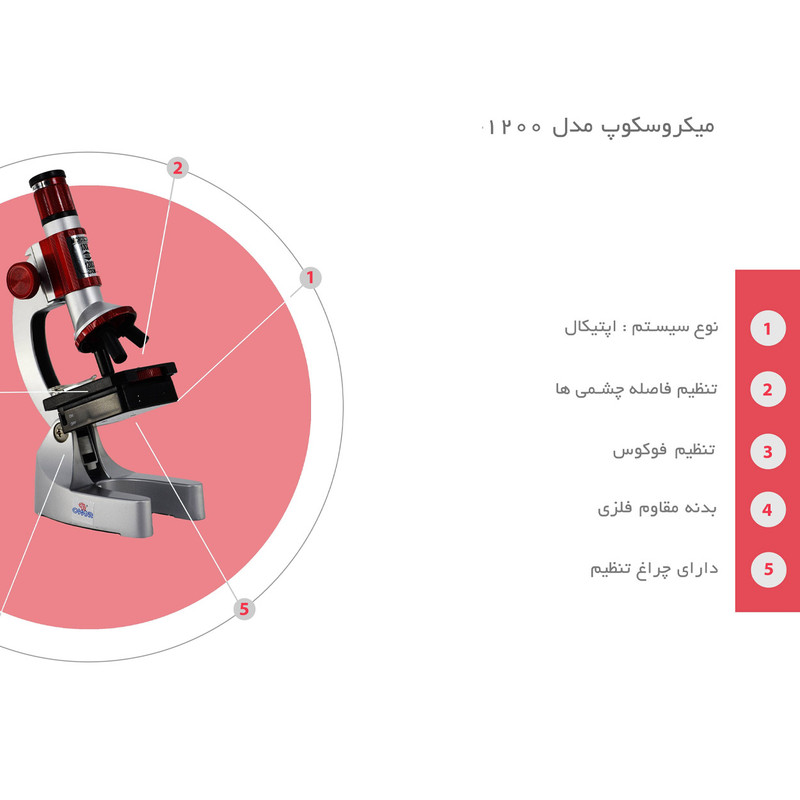 میکروسکوپ کامار مدل دانش آموزی فلزی کد 1200X FLZ NEW