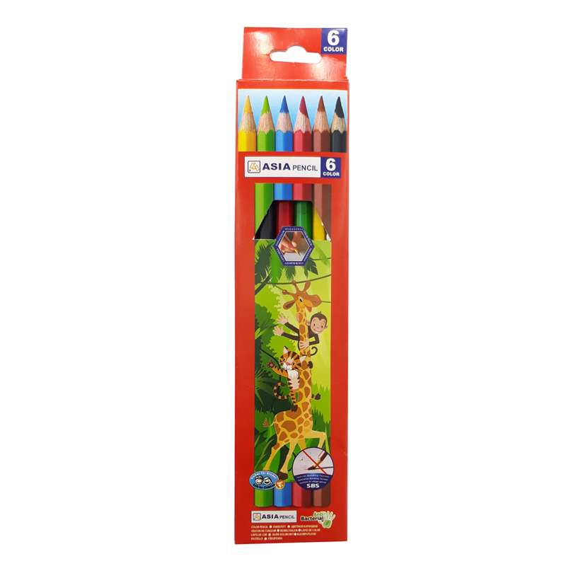 مداد رنگی 6 رنگ آسیا کد mm38