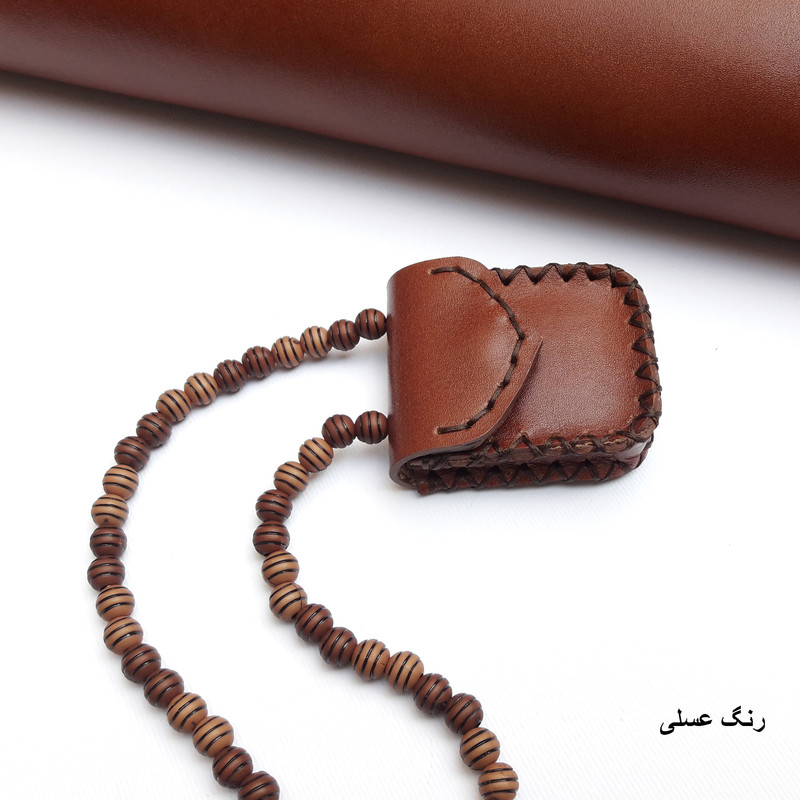 گردنبند مدل کیف چرم باکوت دور دوخت مهره دار