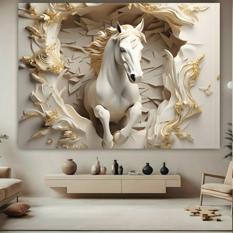 تابلو بوم طرح مخمل اسب نجیب فانتزی کد BK23523