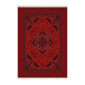 فرش ماشینی 1000 شانه زانیس زمینه قرمز لاکی حاشیه سرمه ای مدل چاپی