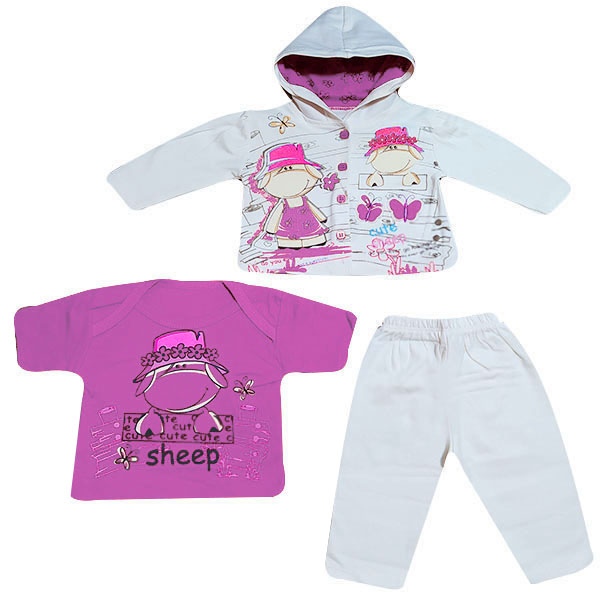 ست 3 تکه لباس نوزادی مدل Sheep کد Ya3