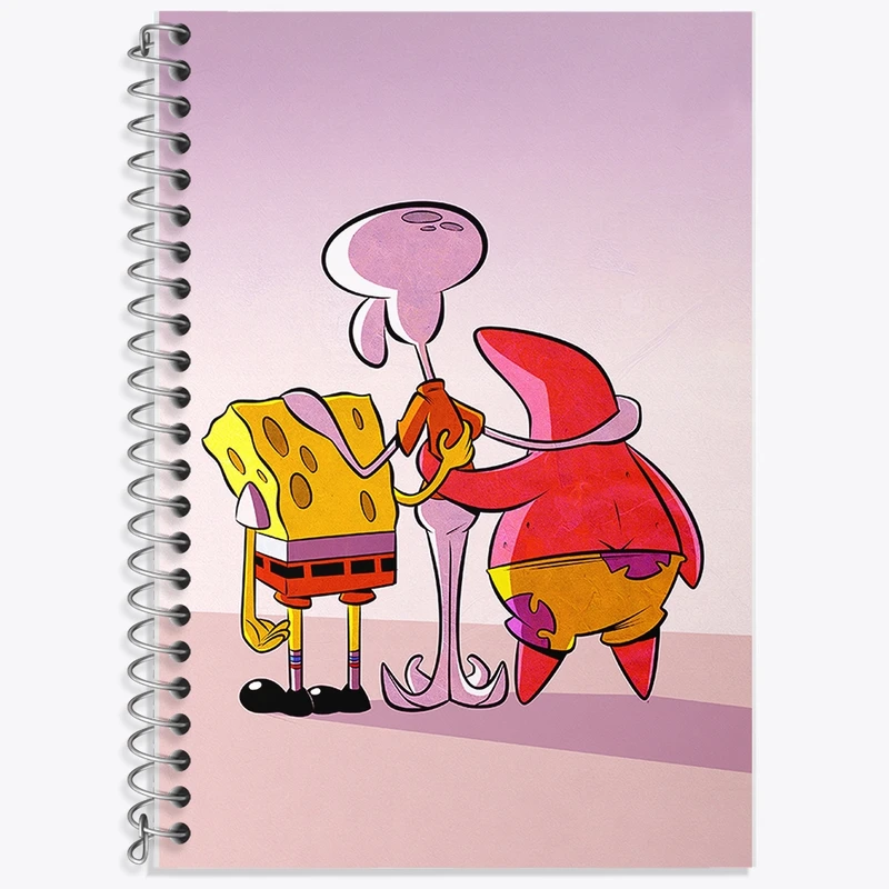 دفتر زبان 50 برگ خندالو مدل دو خط طرح باب اسفنجی و پاتریک و اختاپوس کد F1904