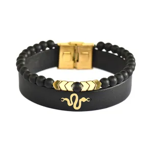 دستبند طلا 18 عیار مردانه فرشته طرح مار کد UBCHL0012-0021