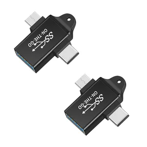 مبدل OTG به USB-C /microUSB مدل On The Go بسته دو عددی