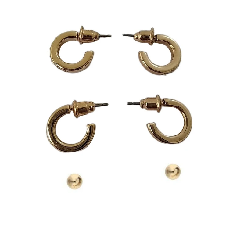 گوشواره زنانه اکسسورایز مدل حلقه ای کد B21 مجموعه 3 عددی