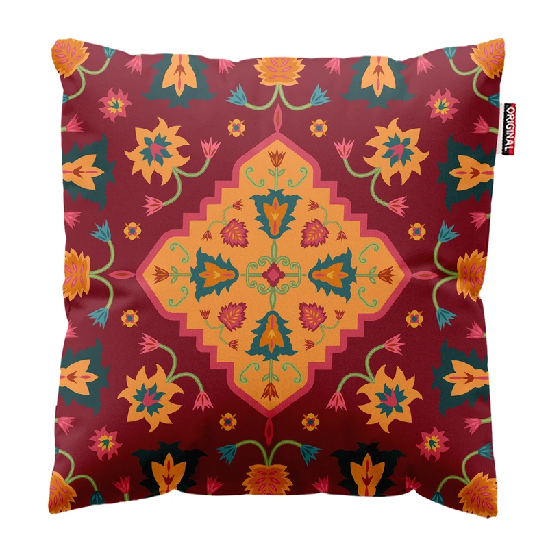 کوسن پاد آفرین مدل سنتی طرح گلیم فرش کد PK302063 سایز 30*30 سانتی متر