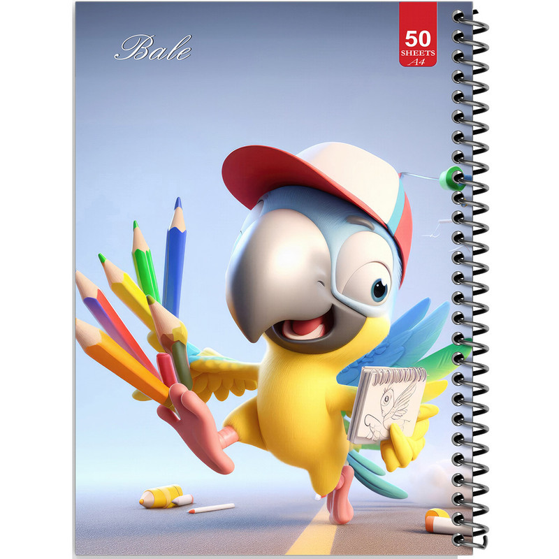 دفتر نقاشی 50 برگ انتشارات بله طرح پرنده کوچولوی نقاش کد A4-L307