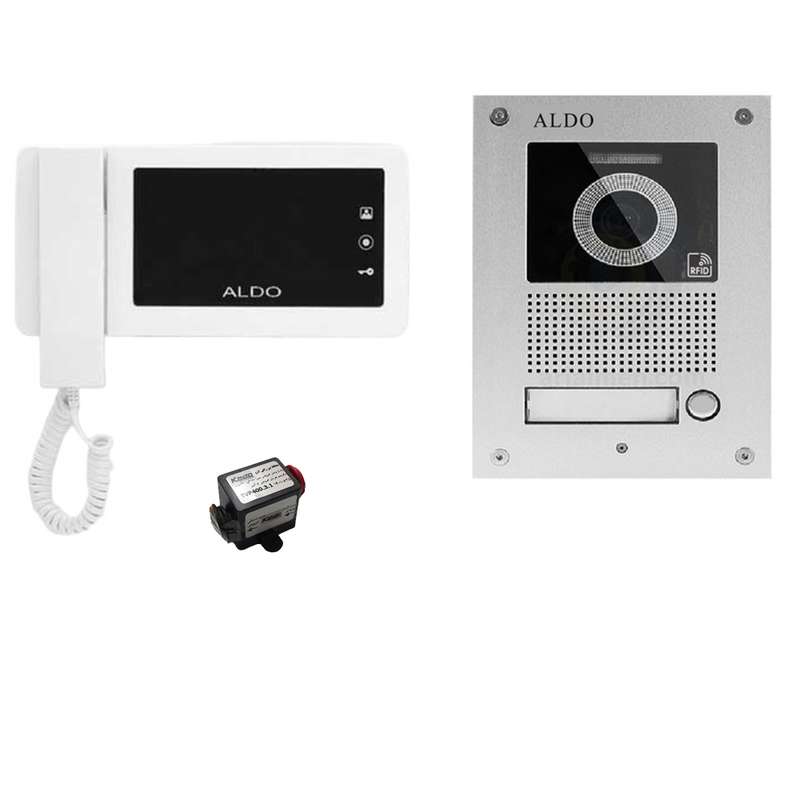 مجموعه دربازکن تصویری کارتی آلدو مدل 414m-4ucmrfid به همراه محافظ ولتاژ مانیتور مجموعه دربازکن تصویری کارتی آلدو مدل 414m-4ucmrfid به همراه محافظ ولتاژ مانیتور