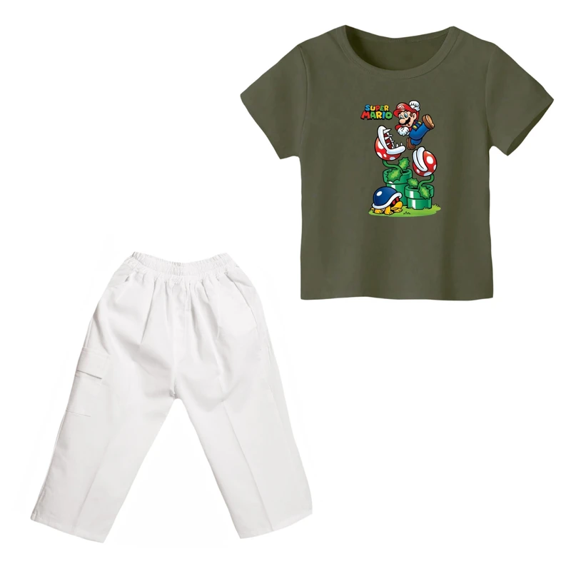 ست تی شرت و شلوارک پسرانه مدل ماریو کد 3