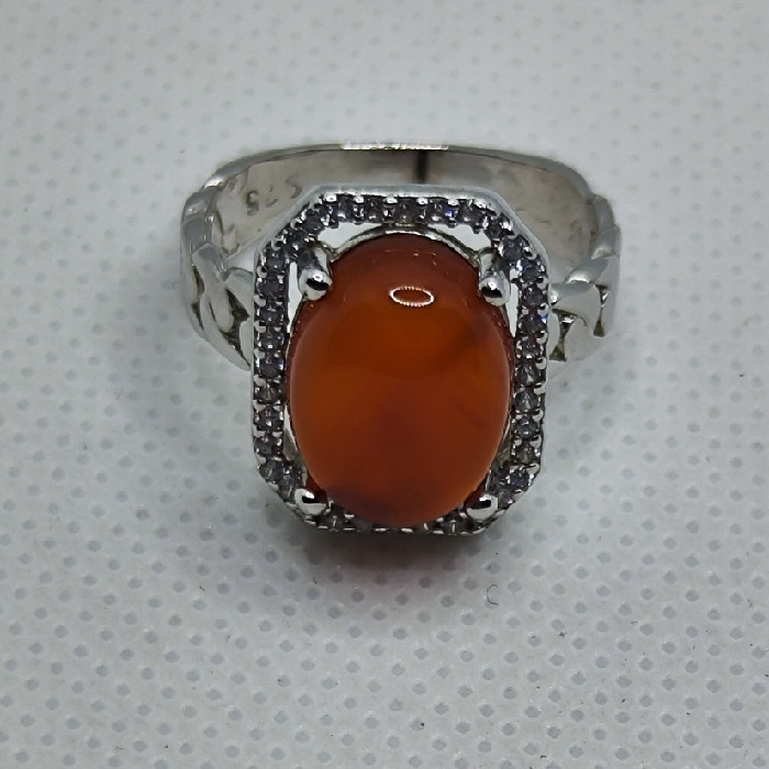 انگشتر نقره زنانه نقره جات بافندگان مدل عقیق یمانی کد 25