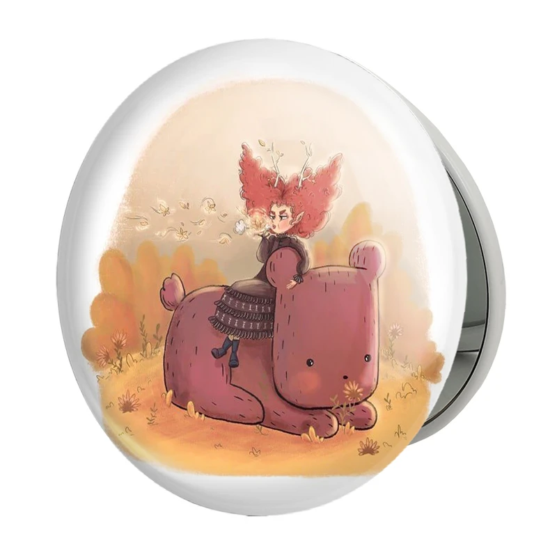 آینه جیبی خندالو طرح دختر مدل تاشو کد 5555 