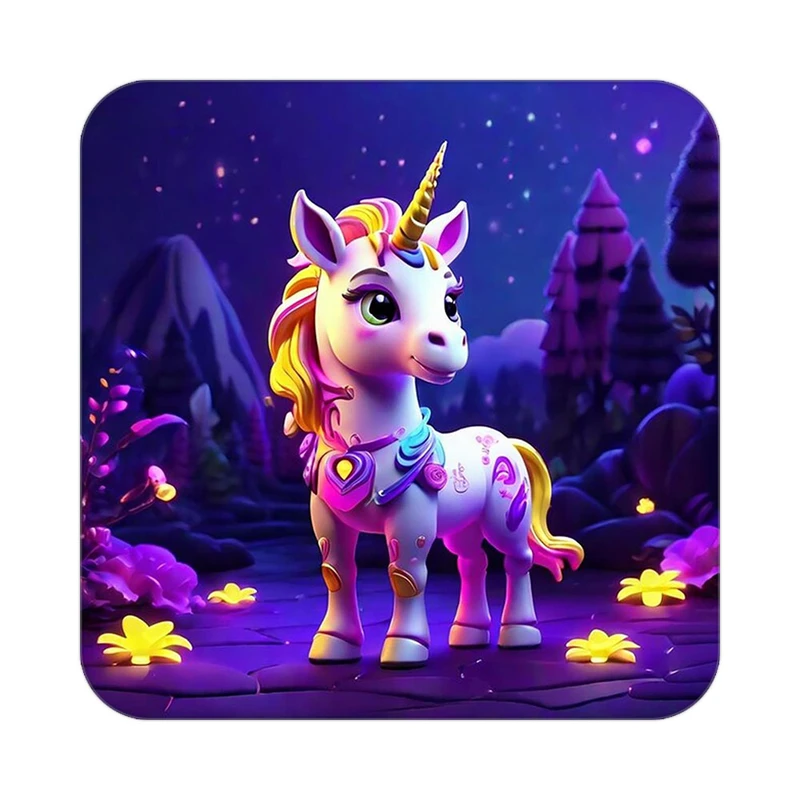 زیر لیوانی کاکتی طرح اسب تک شاخ و یونیکورن مدل mp30695