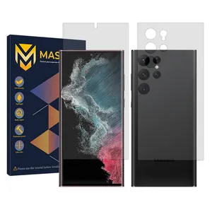 Master Resistant model transparent screen protector suitable for Samsung Galaxy S22 Ultra 5G mobile phone along with the back protector