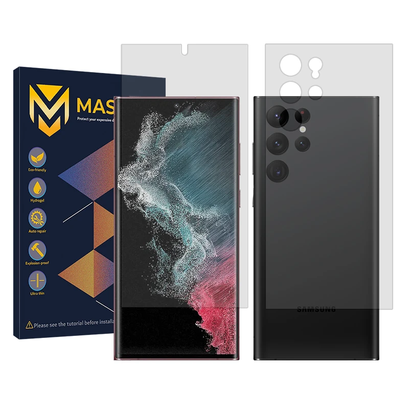 محافظ صفحه نمایش شفاف مستر مدل Resistant مناسب برای گوشی موبایل سامسونگ Galaxy S22 Ultra 5G به همراه محافظ پشت گوشی