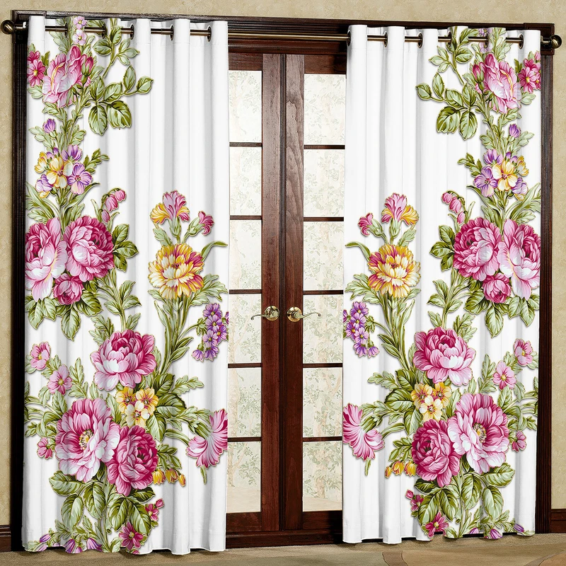 پرده مدل گل دار مخمل پانچی کد 512 سایز 140x280 سانتی متر