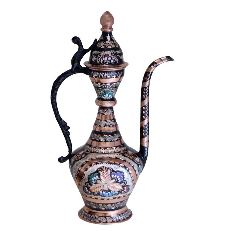 گلاب پاش میناکاری مسی طرح کمر باریک دسته دار کد 1040